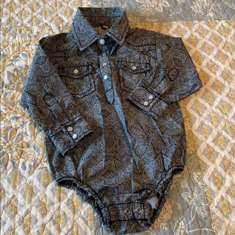 Rafter C pearl Snap Onesie
